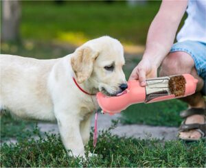 1d82af07-a24e-44cb-83d7-561c32014385.jpg Pet Water Bottle Feeder Bowl Garbage Bag Storage Portable Pet Outdoor Travel 3 In 1 Dog Water Bottle