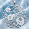 Custom Rose Flower Necklace 24K Gold Plated Personalized Pendant