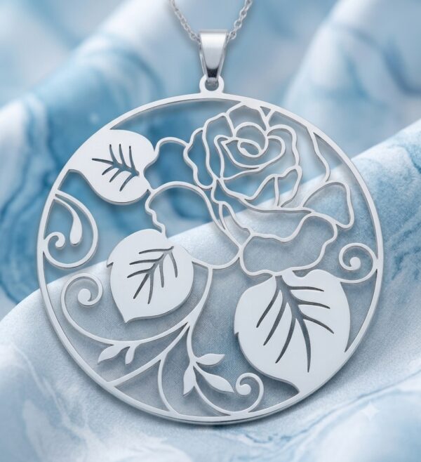Custom Rose Flower Necklace 24K Gold Plated Personalized Pendant